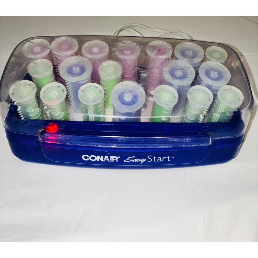 VTG Conair Easy Start Hot Roller Set Blue HS32 Electric Hair Setter READ